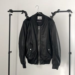 Zara Leather (Genuine) Bomber Jacket 💣